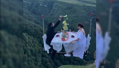 "The Last Supper": Couple's Mid-Air Dining Experience Is Giving The Internet Goosebumps