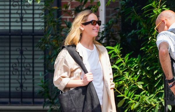 Jennifer Lawrence Keeps Cool in Summer's Hottest Parachute Pants—and $1,050 Slides