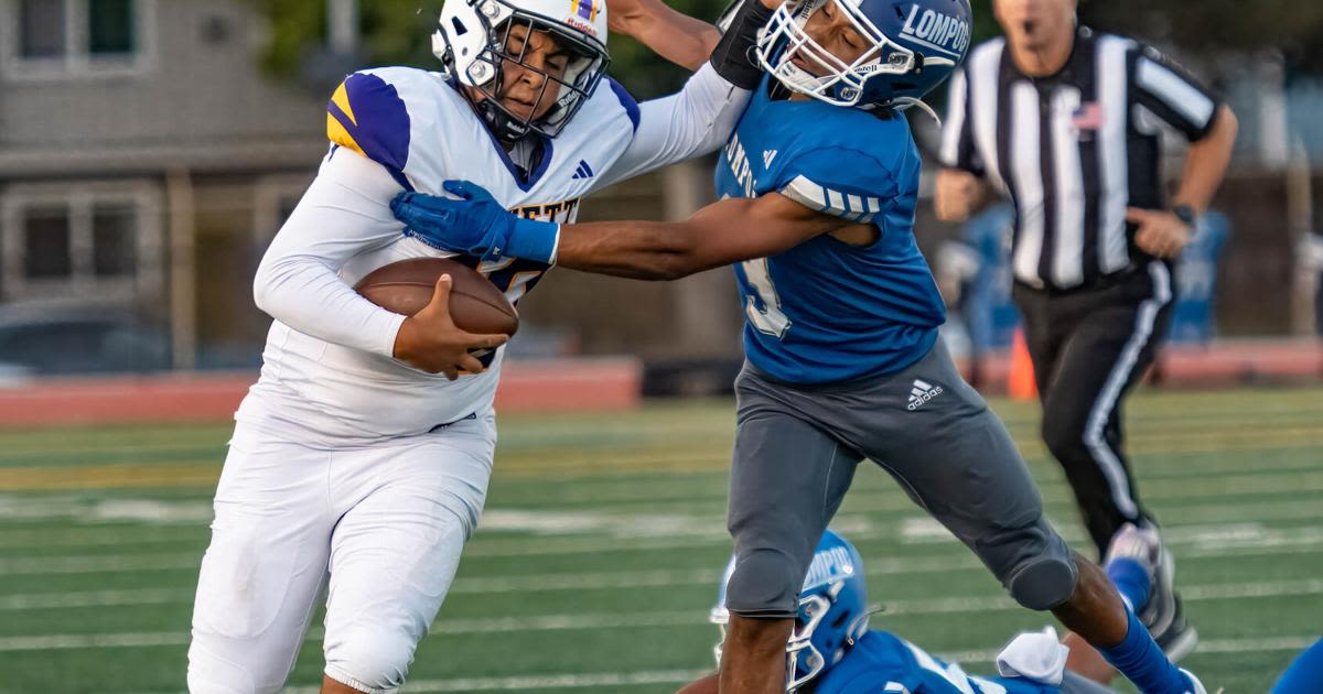 High school football roundup: Righetti routs Lompoc in battle of unbeatens