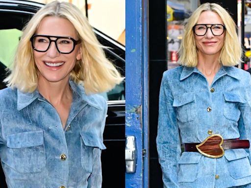 Cate Blanchett Favors Double Denim in Blue Velvet Brandon Maxwell Suit on ‘Good Morning America,’ Talks ‘Borderlands...