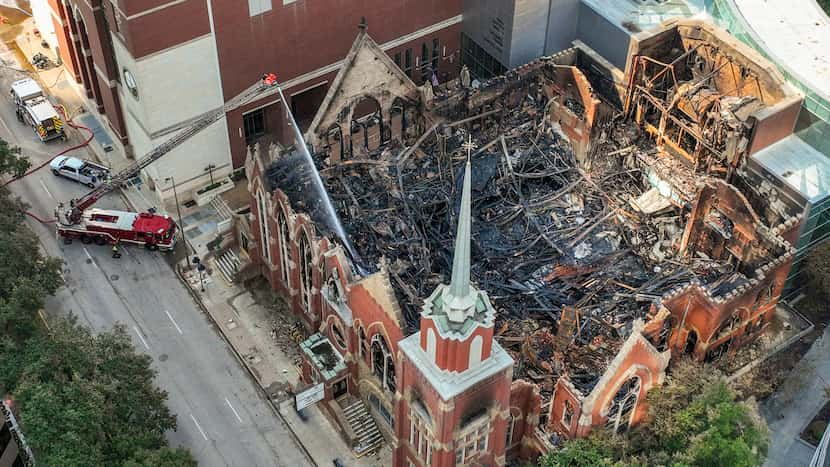 First Baptist Dallas to worship at convention center after fire claims historic chapel