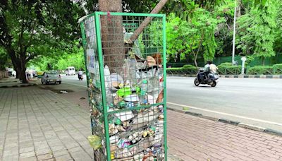 Tree guards at Cubbon Road turned into dustbins