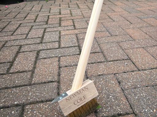 I tried Newman and Cole's long-handle weed brush from Amazon and it made paving block weeding a breeze