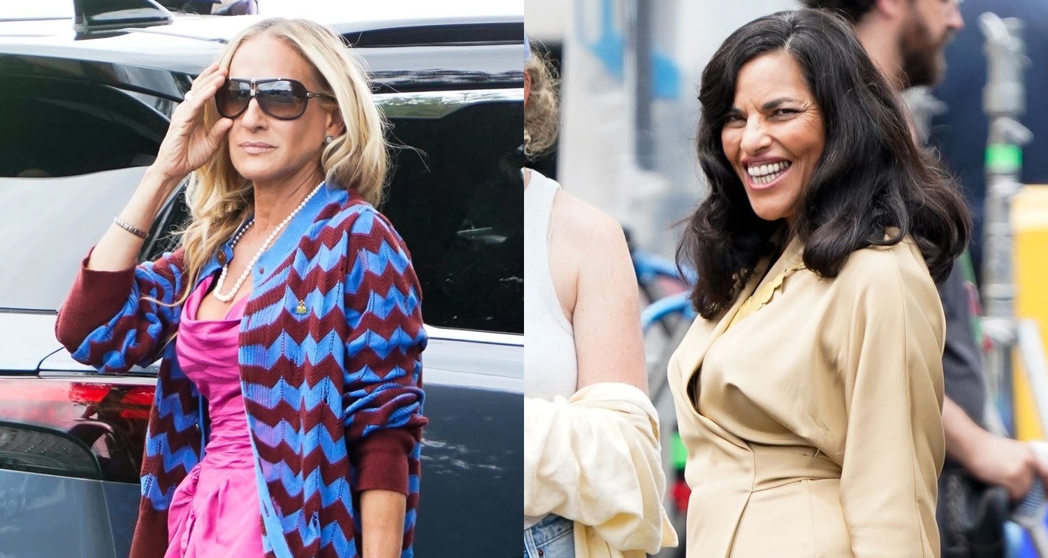 Sarah Jessica Parker Wears Colorful Outfit on Set of ‘And Just Like That’ Season 3 with Sarita Choudhury