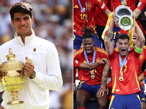 Spain revels in golden Sunday as Carlos Alcaraz and men’s football team emerge victorious
