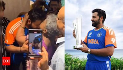 Rohit Sharma's mother turns emotional, showers son with kisses - Watch | Cricket News - Times of India