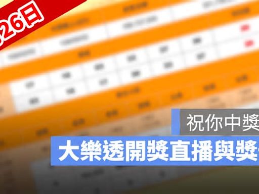 4月26日大樂透開獎直播：大樂透幾點開獎、得獎號碼、獎金看這裡