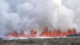 An Iceland volcano begins erupting again, spewing lava into the sky