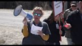 Health care workers walk picket line at Machias hospital