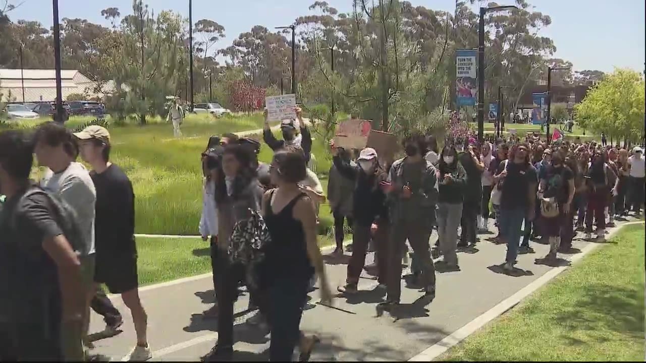 Thousands of UC San Diego students walk out of class in pro-Palestinian protest