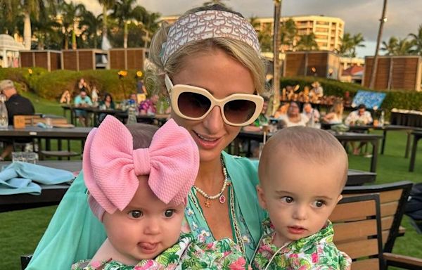 Paris Hilton Coordinates Tropical Outfits With Husband and Kids During Hawaii Getaway