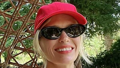 January Jones looks youthful as she sizzles in a red and white bikini