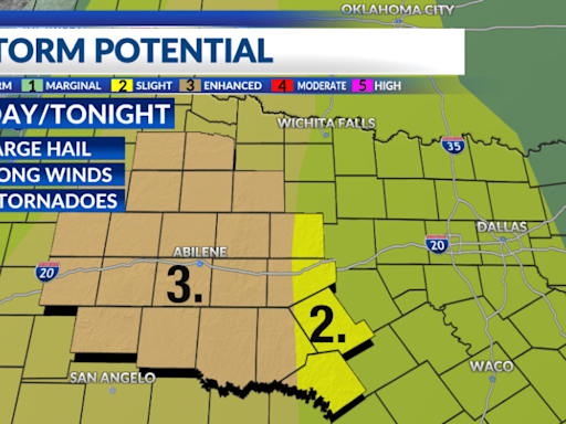 Storm potential Wednesday night: Large hail, strong winds & isolated tornadoes