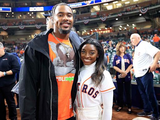 Jonathan Owens Leaps to His Feet to Cheer on Wife Simone Biles During U.S. Gymnastics Olympic Trials