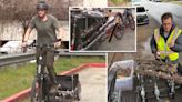 ‘Atlanta Magnet Man’ uses bike rigged with giant magnet to remove 410 pounds of screws, nails and sharp metal off streets