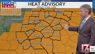 Heat advisory for central NC on Friday; one county under excessive heat warning