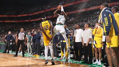 Jaylen Brown plays hero as Celtics trio makes history in Game 1 win over Pacers