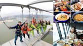 澳門旅遊塔體驗空中漫步Skywalk，在360度旋轉餐廳享用自助餐～