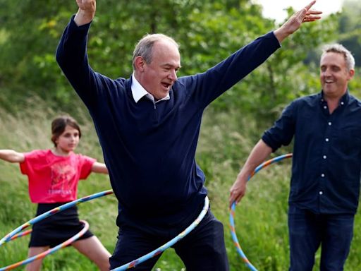 Liberal Democrat stuntman Ed Davey launches himself into the UK election