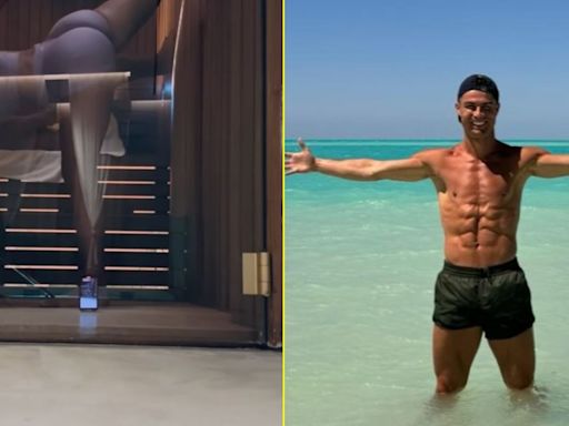 No rest for Ronaldo as he and partner use sauna to stretch in holiday workout