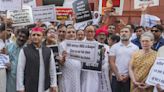 Opposition protest accusing Narendra Modi government of discriminating among states in budget