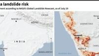 Map of India showing landslide assessment in the state of Kerala, according to NASA s Global Landslide Nowcast