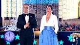 Mariló Montero derrocha elegancia con un traje de 'blusa joya' y voluminosa falda azul