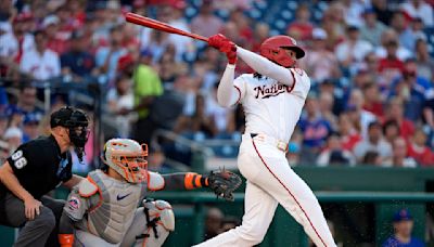 Top prospect James Wood singles in his first major league at-bat for the Nationals against the Mets - WTOP News