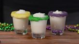 Kick Off Your Mardi Gras Party With Themed Shot Glass Sugar Rims