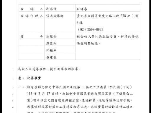 不忍了！邱志偉、郭國文怒告「8藍委」殺人未遂、傷害罪