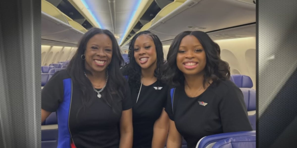 Mom, 2 daughters take to the skies to work together as Southwest flight attendants