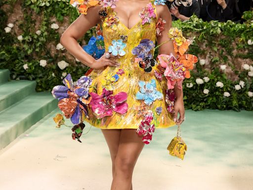 Nicki Minaj Dons Canary Yellow Floral Appliqué Dress at the 2024 Met Gala