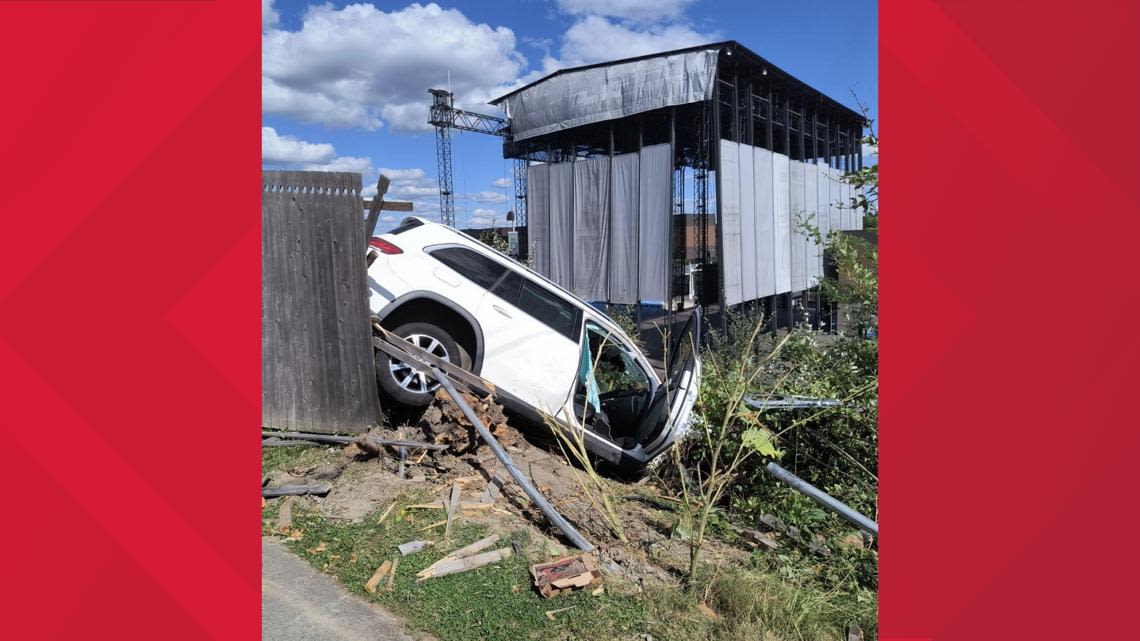 Vehicle crashes through Maine Savings Amphitheater fence in Bangor