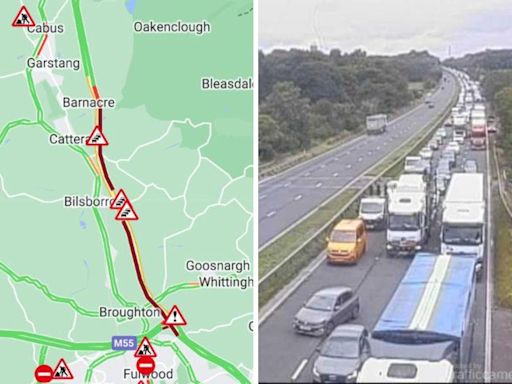 M6 motorway currently closed with delays of more than an hour after crash