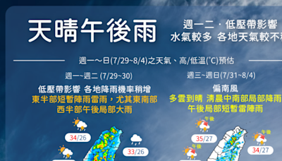 低氣壓影響 29日起全台繼續降雨 31日恢復典型夏季氣候 | 颱風 | 氣象署 | 雷陣雨 | 大紀元