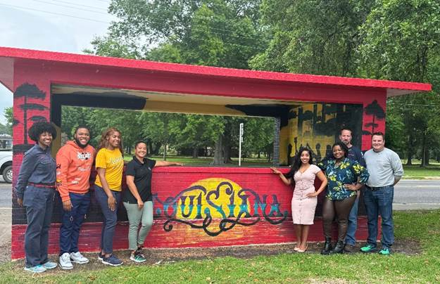 Southern University Lab School students help turn old bus stop into art