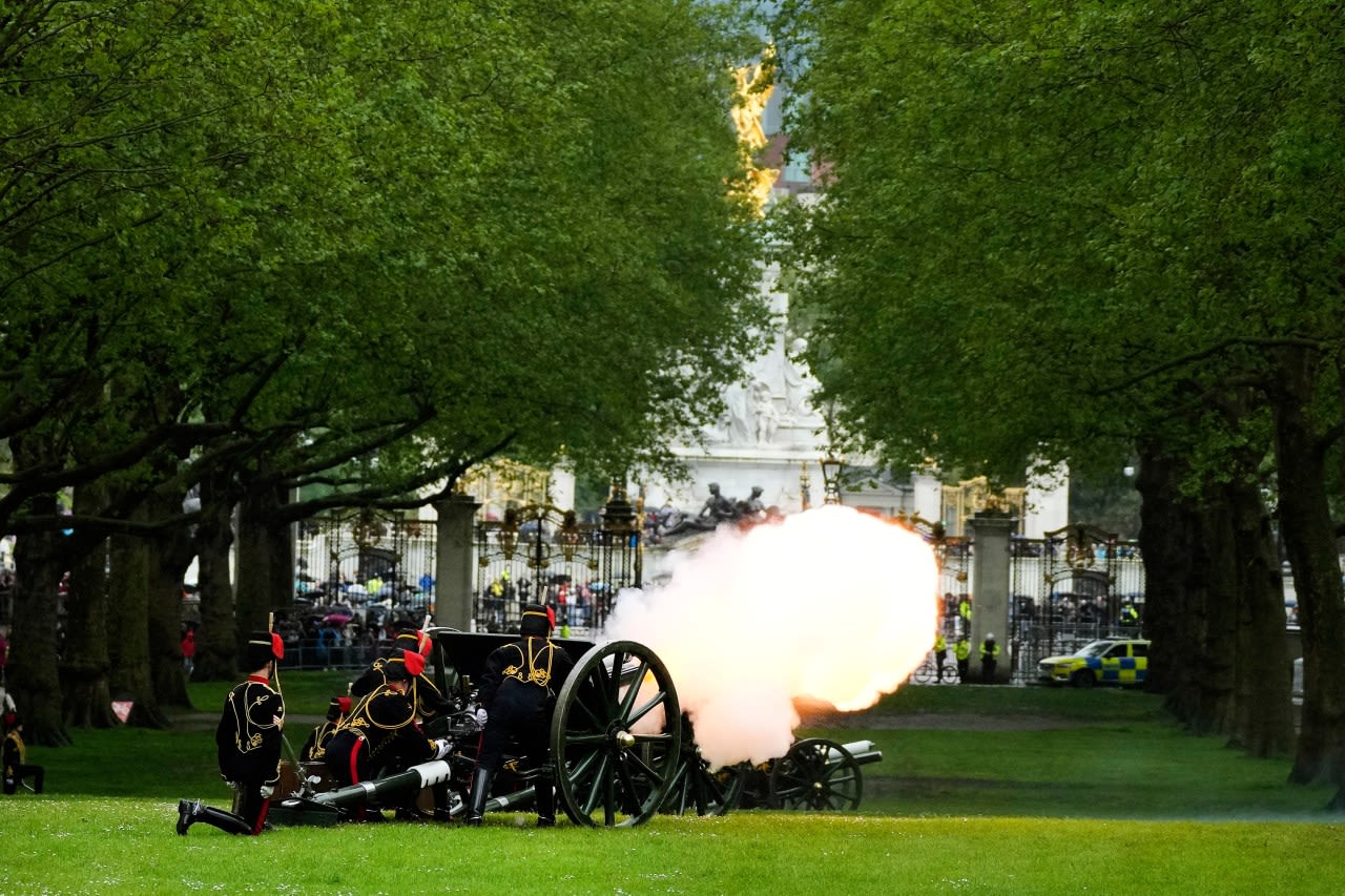 King Charles III’s coronation anniversary is marked by ceremonial gun salutes across London