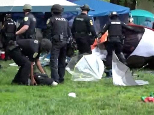 University of Virginia camp dismantled and protesters arrested