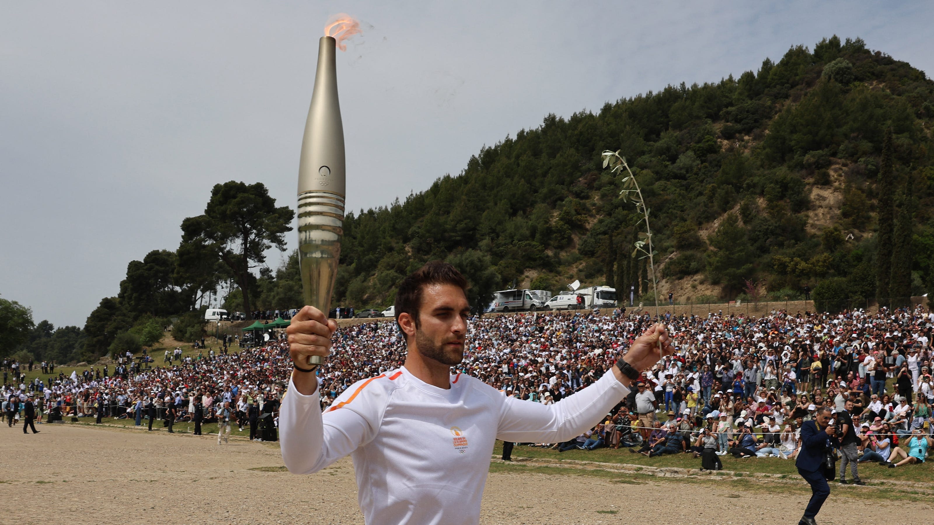 Olympic flame arrives in Marseille, France, 79 days before the Paris 2024 Games