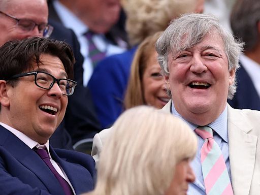 Stars Sienna Miller and Stephen Fry enjoy a laugh in the Royal Box