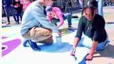 Flamingos add color to pedestrian experiment