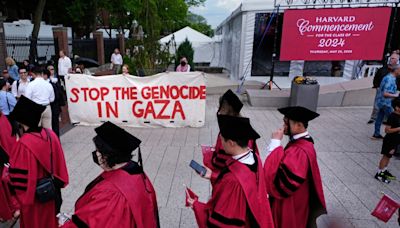 Group of graduates walk out of Harvard commencement chanting ‘Free, free Palestine’