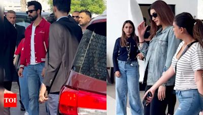 Vicky Kaushal and Kriti Sanon look chic as they land at the Abu Dhabi airport | - Times of India