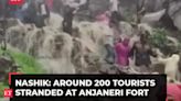 Maharashtra: Around 200 tourists stranded at Anjaneri Fort in Nashik amid heavy rain, watch!