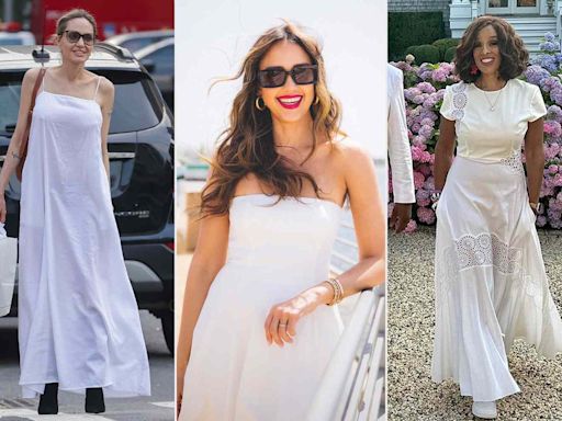 Jessica Alba, Angelina Jolie, and So Many More Stars Keep Wearing White Dresses This Summer
