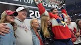 Matthew Tkachuk celebrates winning Stanley Cup with dad Keith and brother Brady