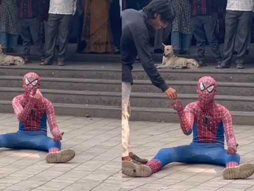 Viral video: Influencer dresses up as Spider-Man to beg for money in Mumbai