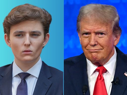 Barron Trump makes rare public appearance with his father