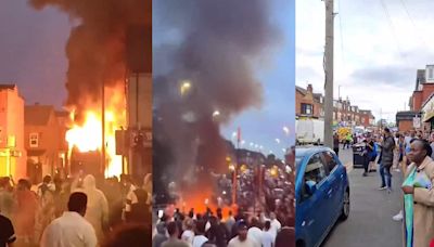 Riots Erupt in Leeds: Bus set on fire, police car overturned, stones thrown
