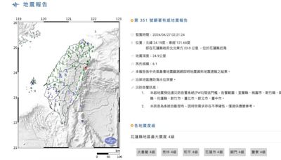 花蓮02：21猛搖！全台被晃醒 規模6.1最大震度4級